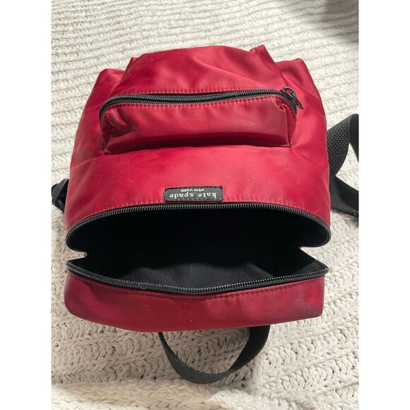 Kate Spade Mini Backpack Nylon Red Black Straps Retro 90s Y2K Zippered Pouches main image 6